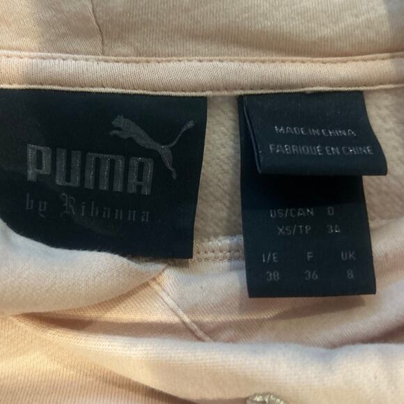 FENTY x PUMA REVOLVE Long Sleeve Graphic Lacing Oversize Hoody Cameo Rose  XS - Picture 5 of 6